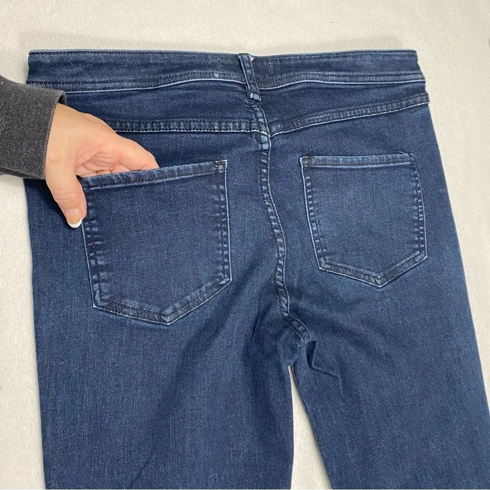 Free People Kaye Mid Rise Flare Jean Dark Wash Exposed Button Fly Size 30